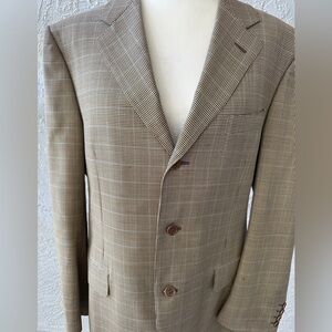 Canali Sport Coat Brown Checked  Padded Shoulders Size 42  EUR 52 Made In Italy